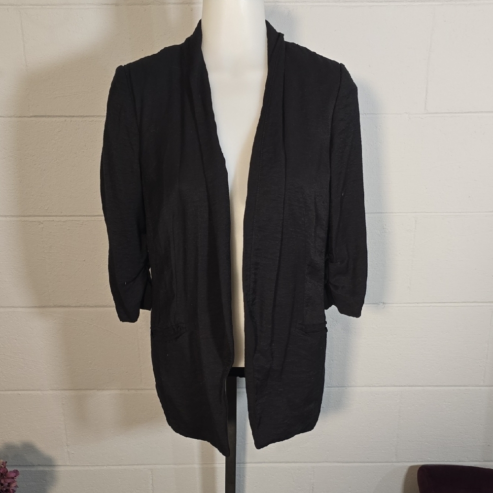 Black Open Front Cardigan - Picture 2 of 9